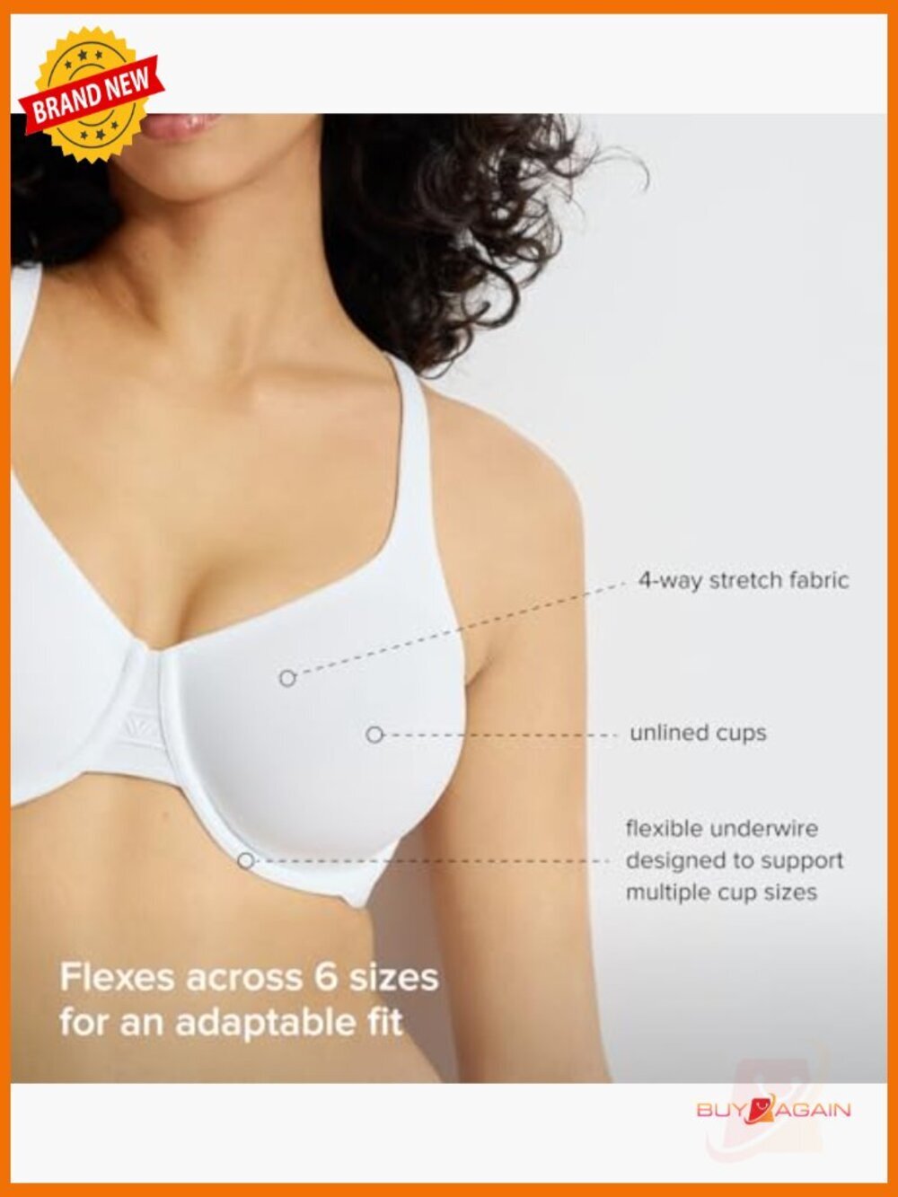Unlined Underwire Full Coverage Flex Fit Bra View 5